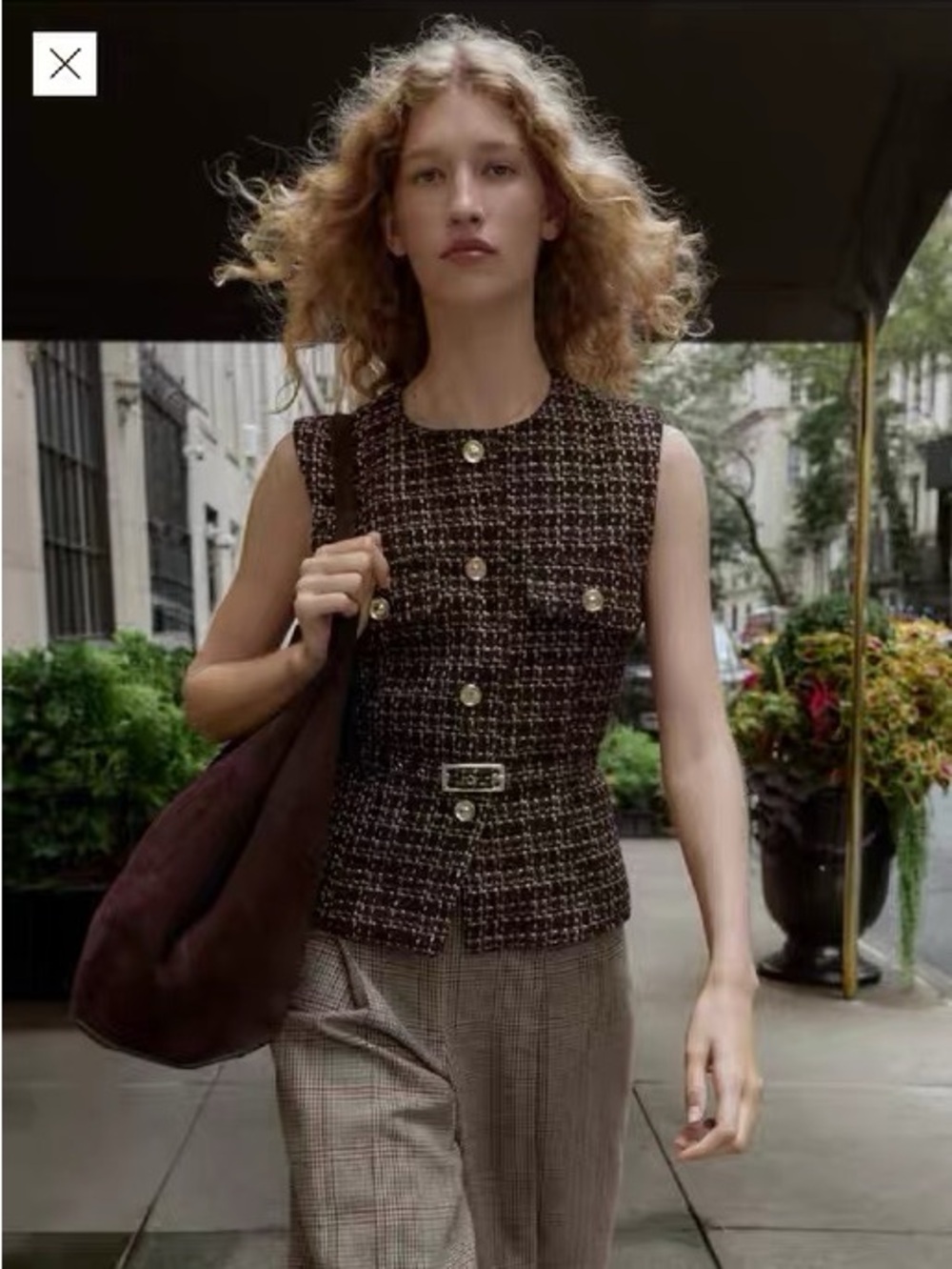 Zara Brown Tweed Vest